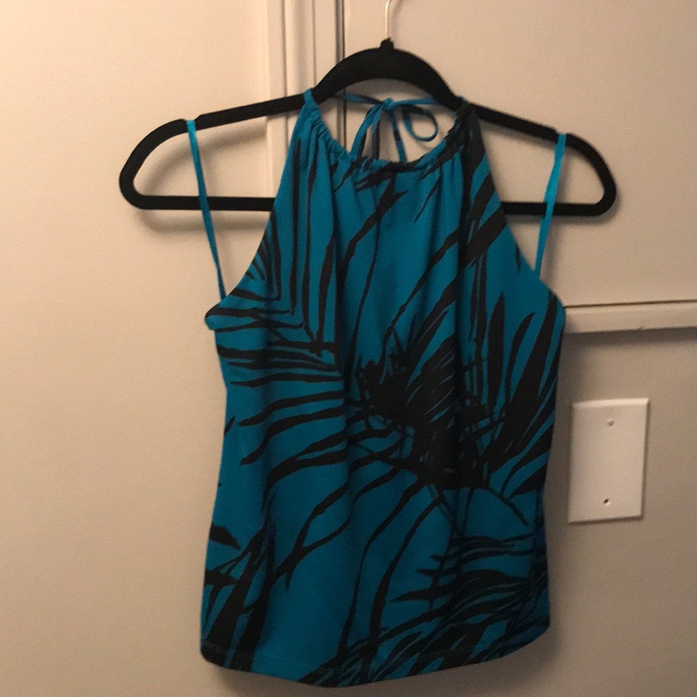Turquoise and black halter top. Beachy boho, Y2K